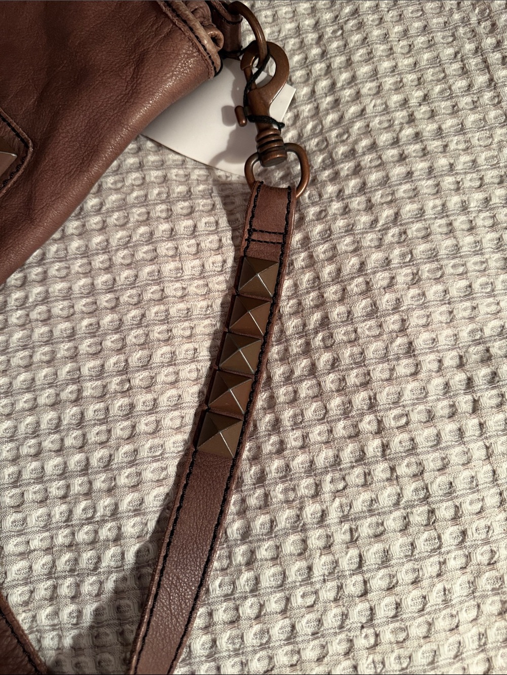 Liebeskind Taupe Brown Leather Crossbody with Pyramid Studs. NWT. - Picture 7 of 8